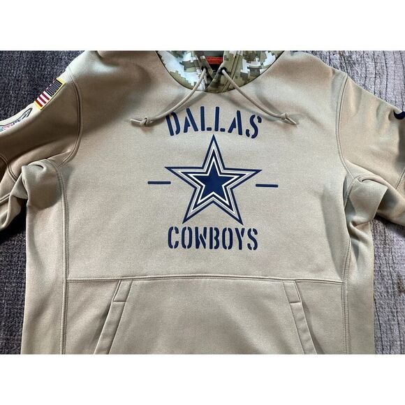 Nike Dri Fit NFL Dallas Cowboys Camo On Field Salute To Service Hoodie Men’s Med - Picture 3 of 11